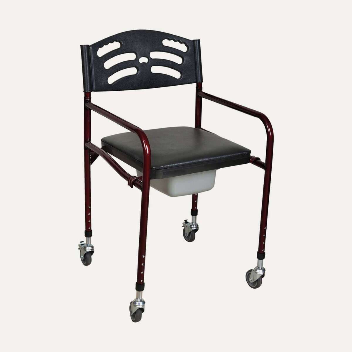 RKL3230 leather-upholstered toilet chair with wheels